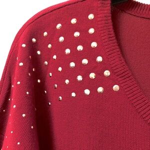 NY Collection red embellished sweater